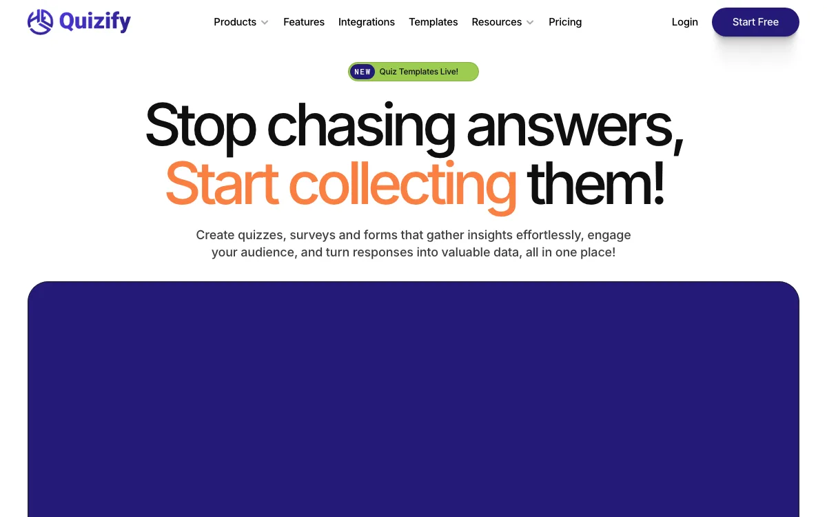 Quizify homepage screenshot