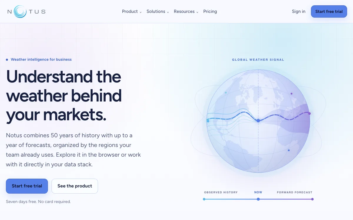 Notus homepage screenshot