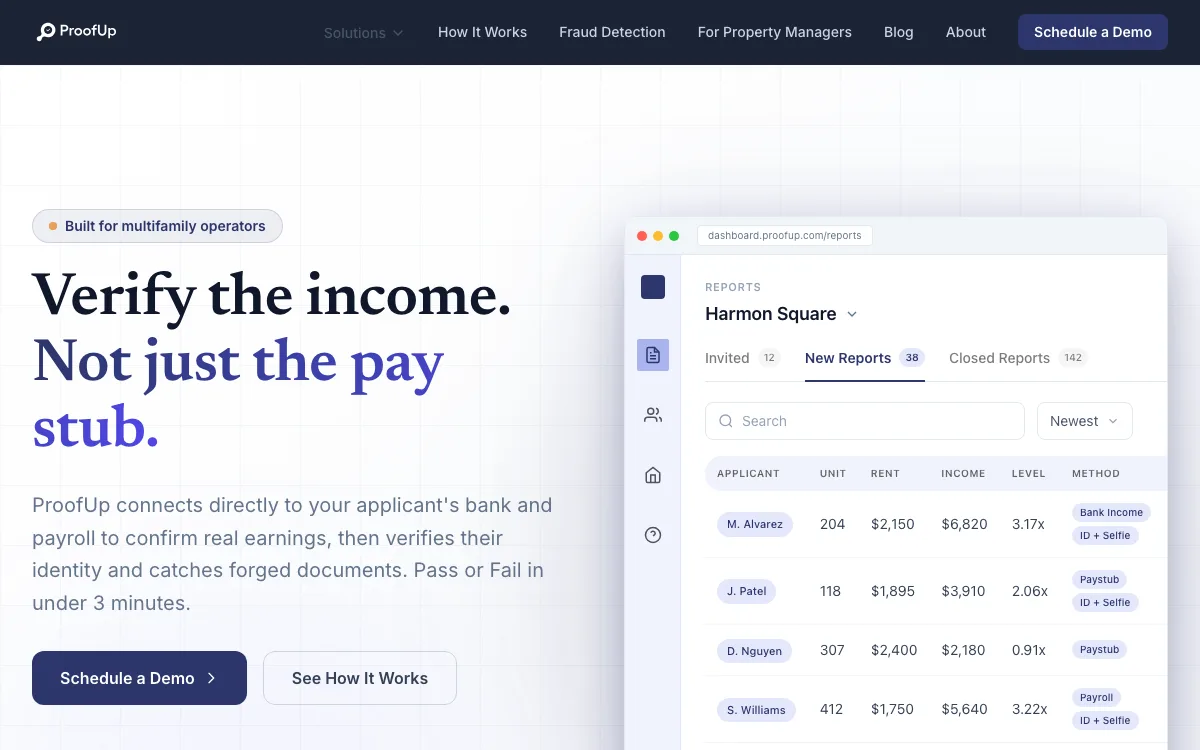 ProofUp homepage screenshot