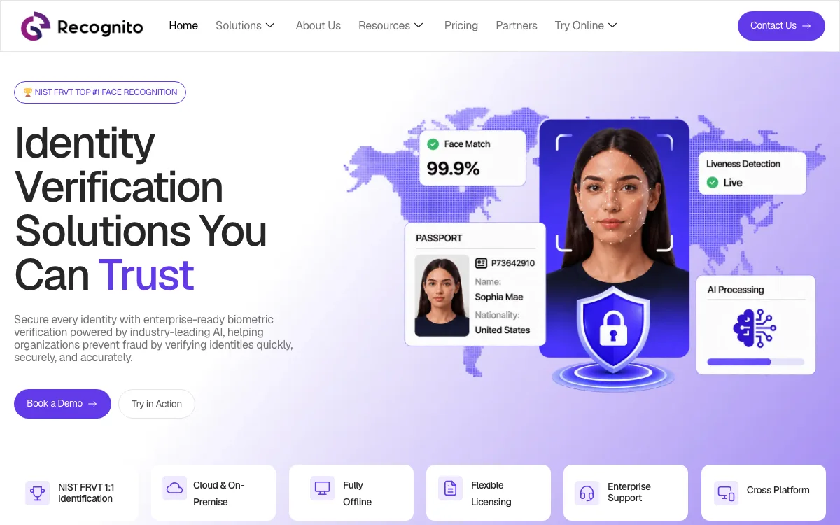 On-premise Face Recognition SDK for eKYC homepage screenshot