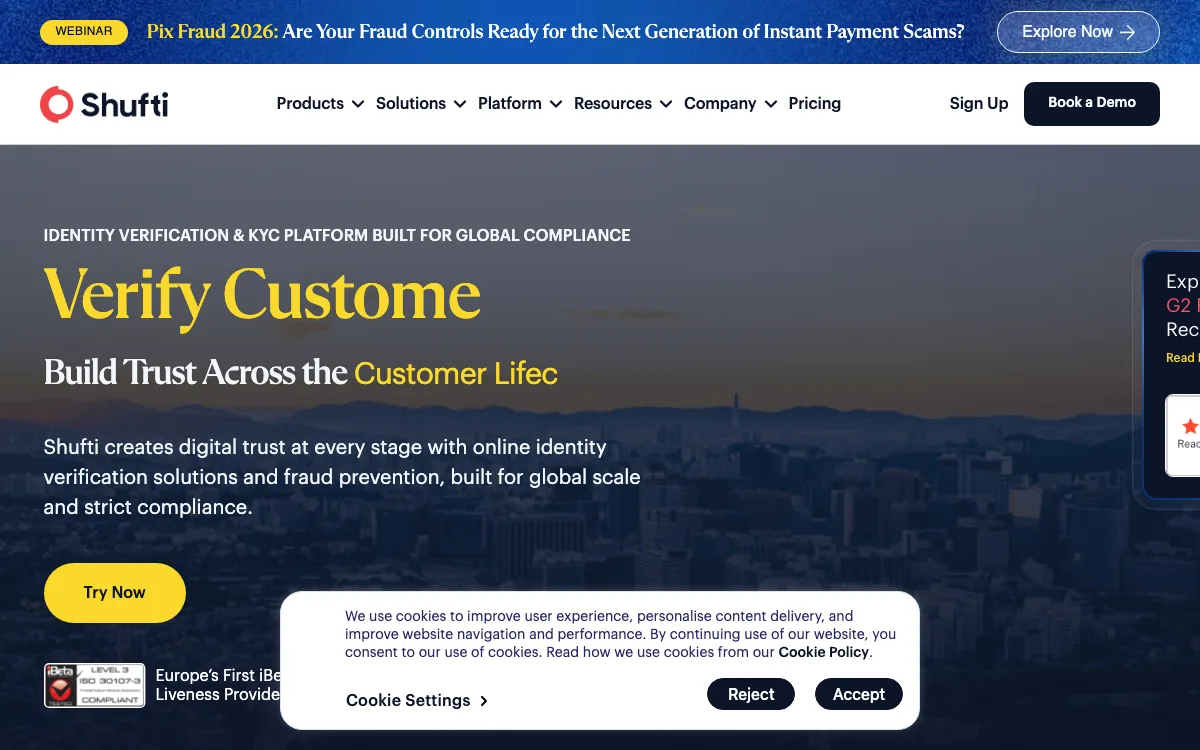 Shufti Pro homepage screenshot