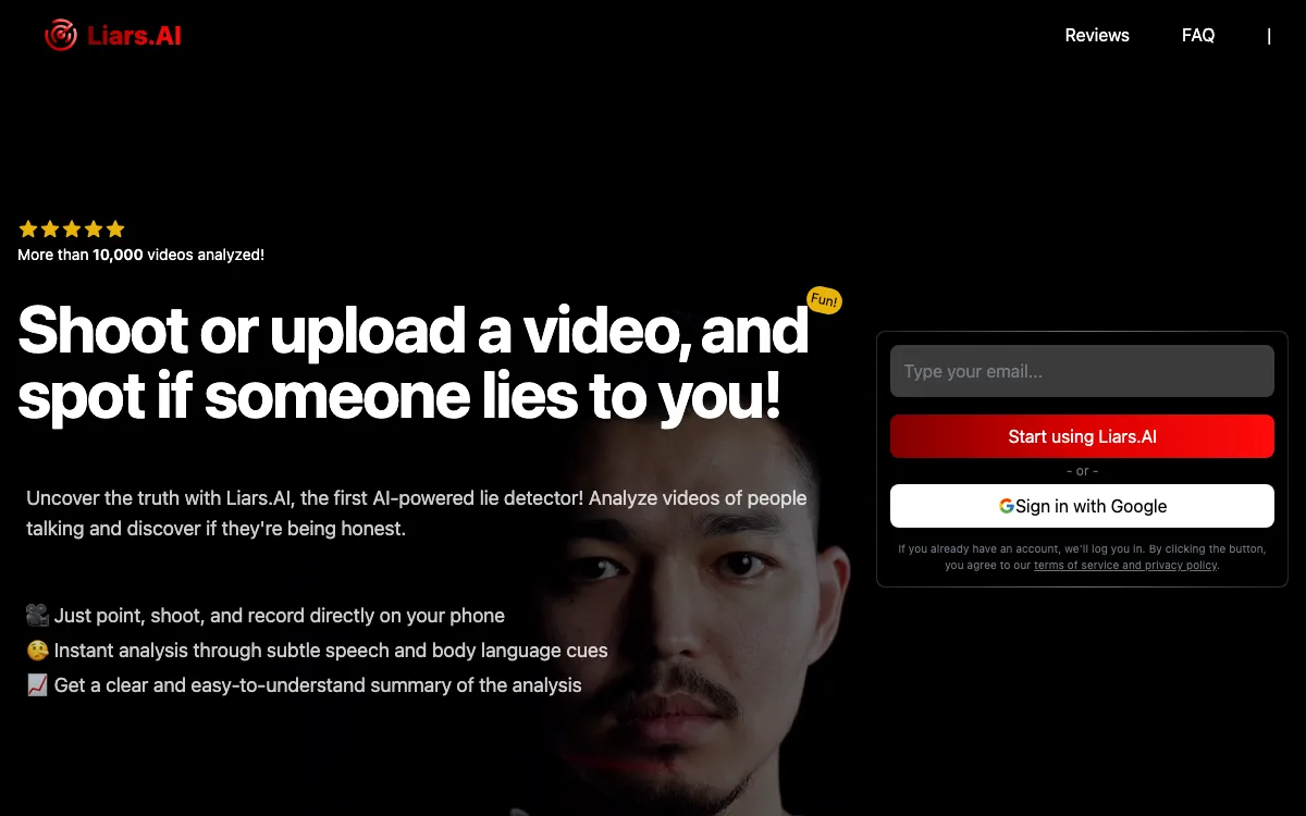 Liars.AI homepage screenshot