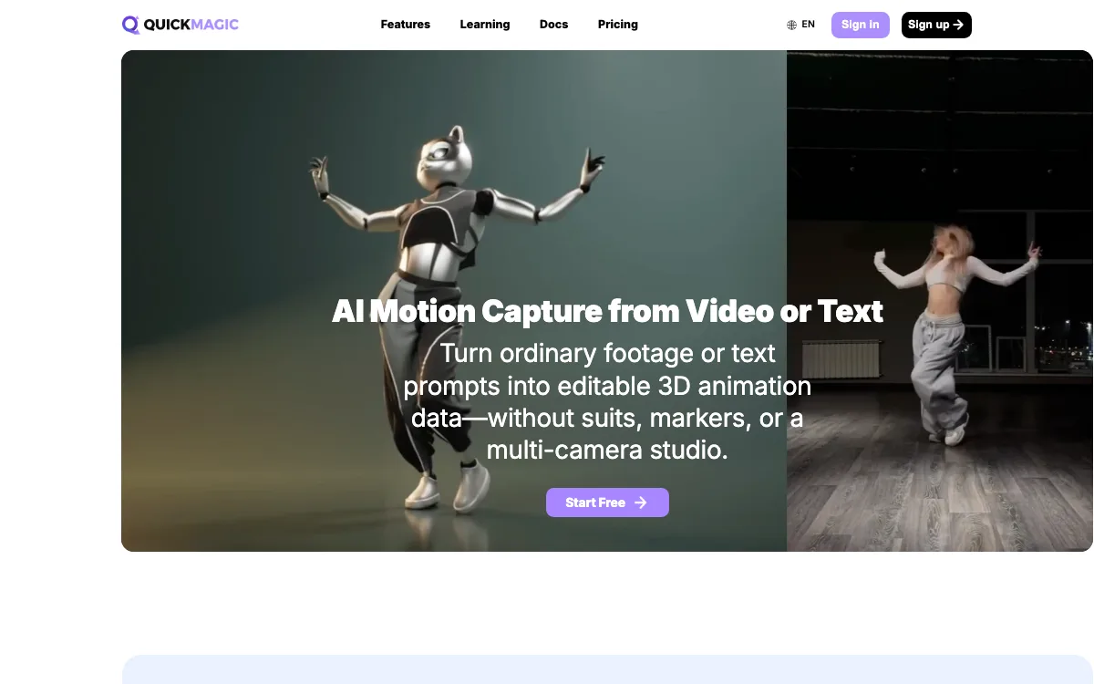 QuickMagic homepage screenshot