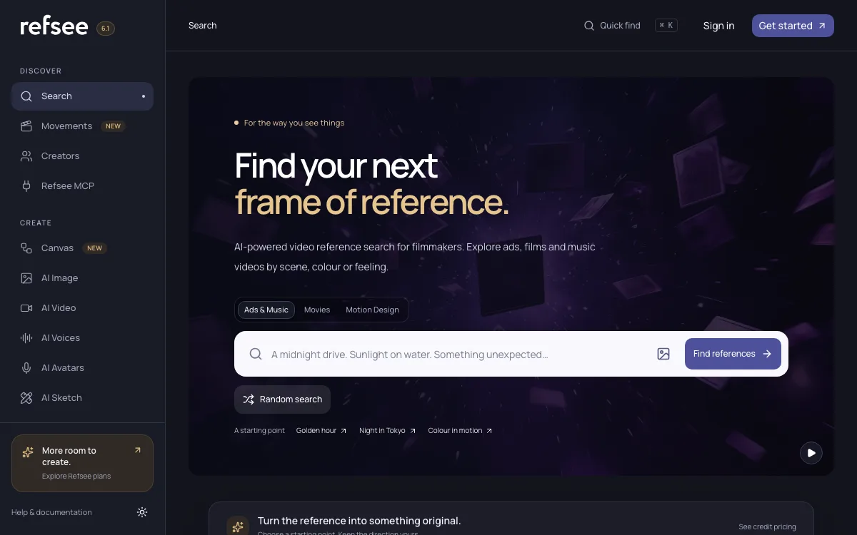 Refsee homepage screenshot