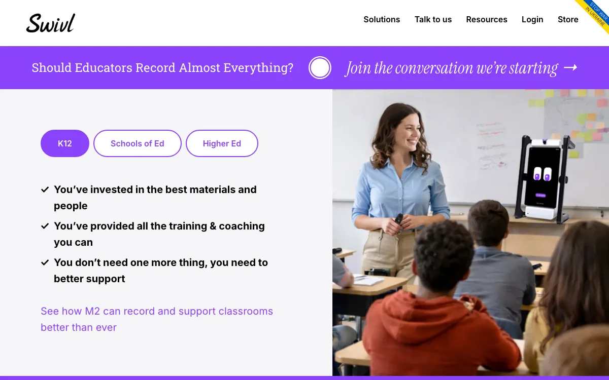 Swivl homepage screenshot