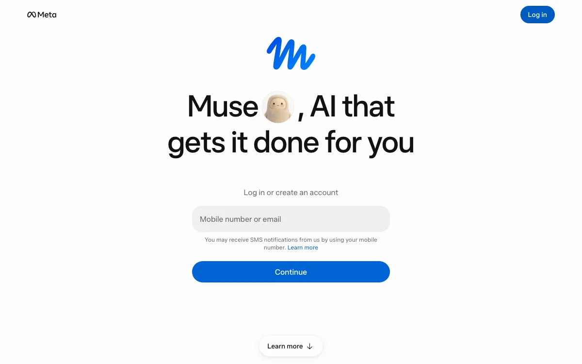 Muse AI homepage screenshot