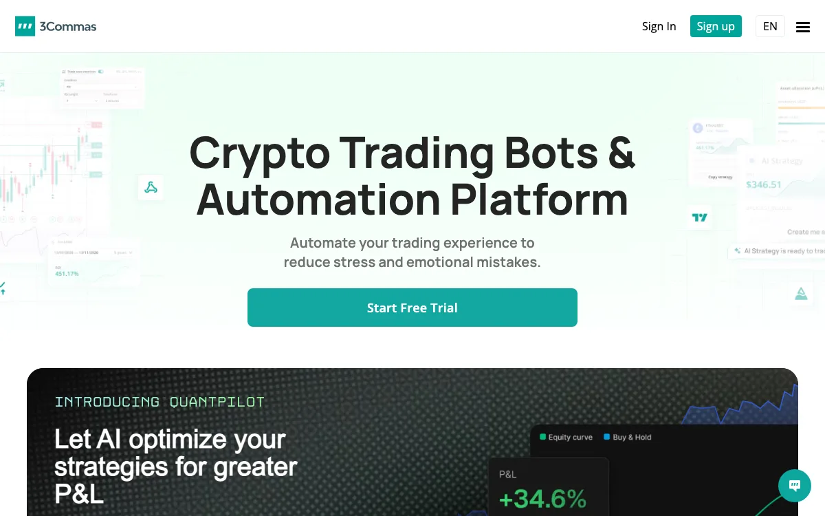 3Commas homepage screenshot