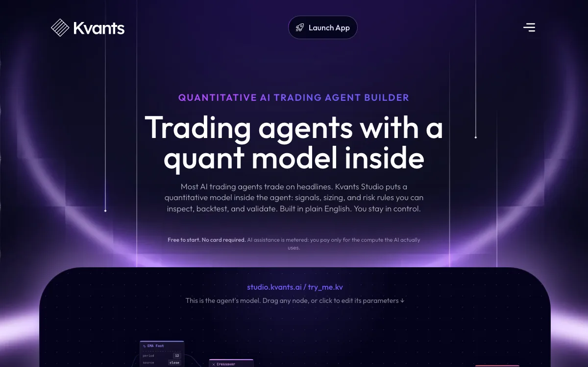 Kvants homepage screenshot