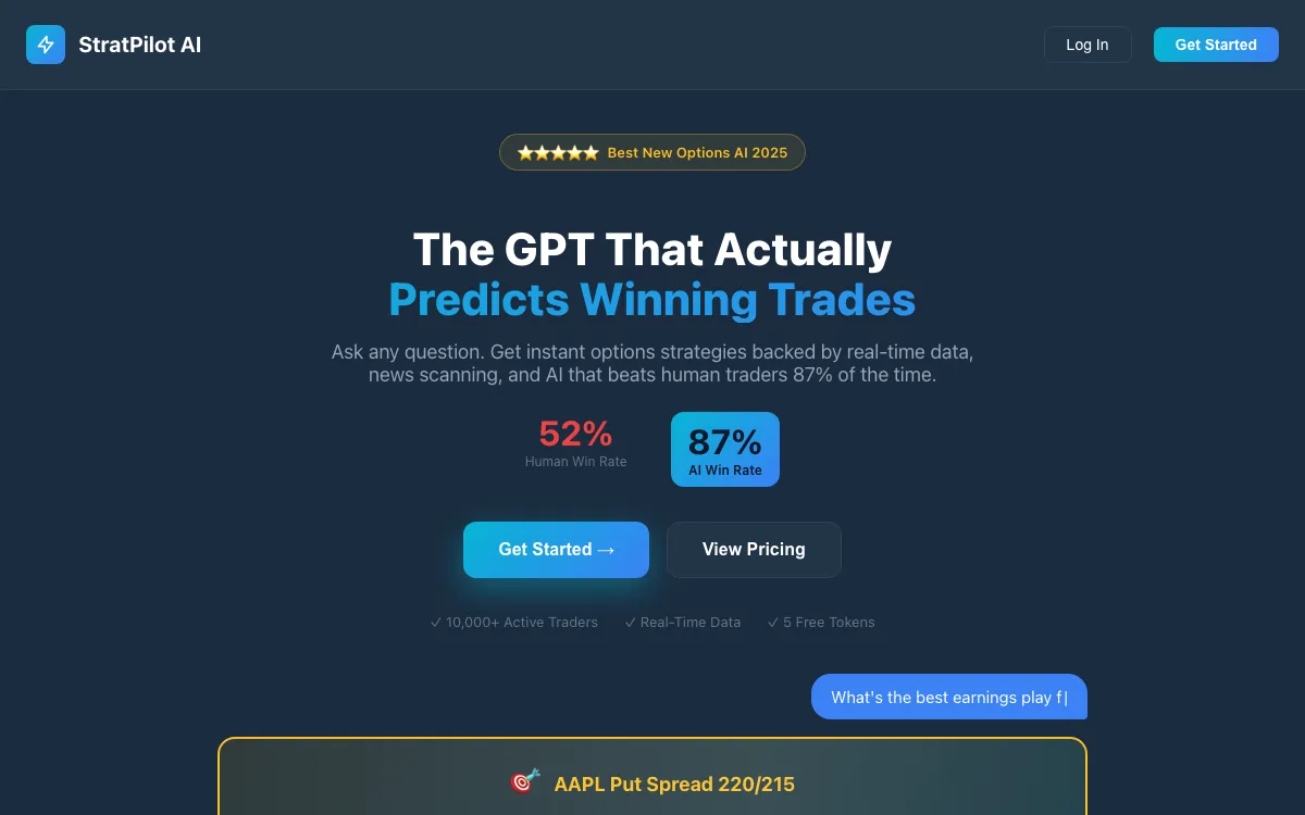 StratPilot AI homepage screenshot