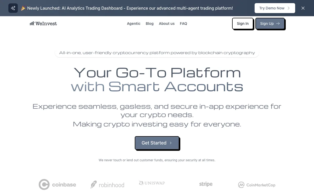 WeInvest homepage screenshot