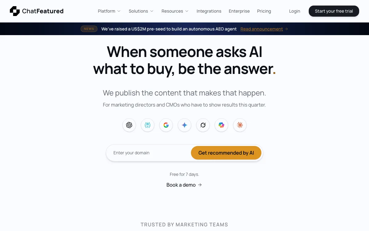 ChatFeatured homepage screenshot
