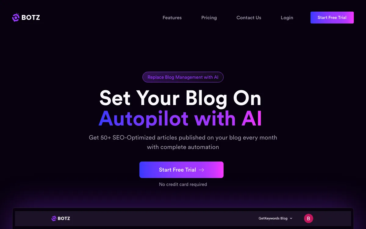 GetBotz homepage screenshot
