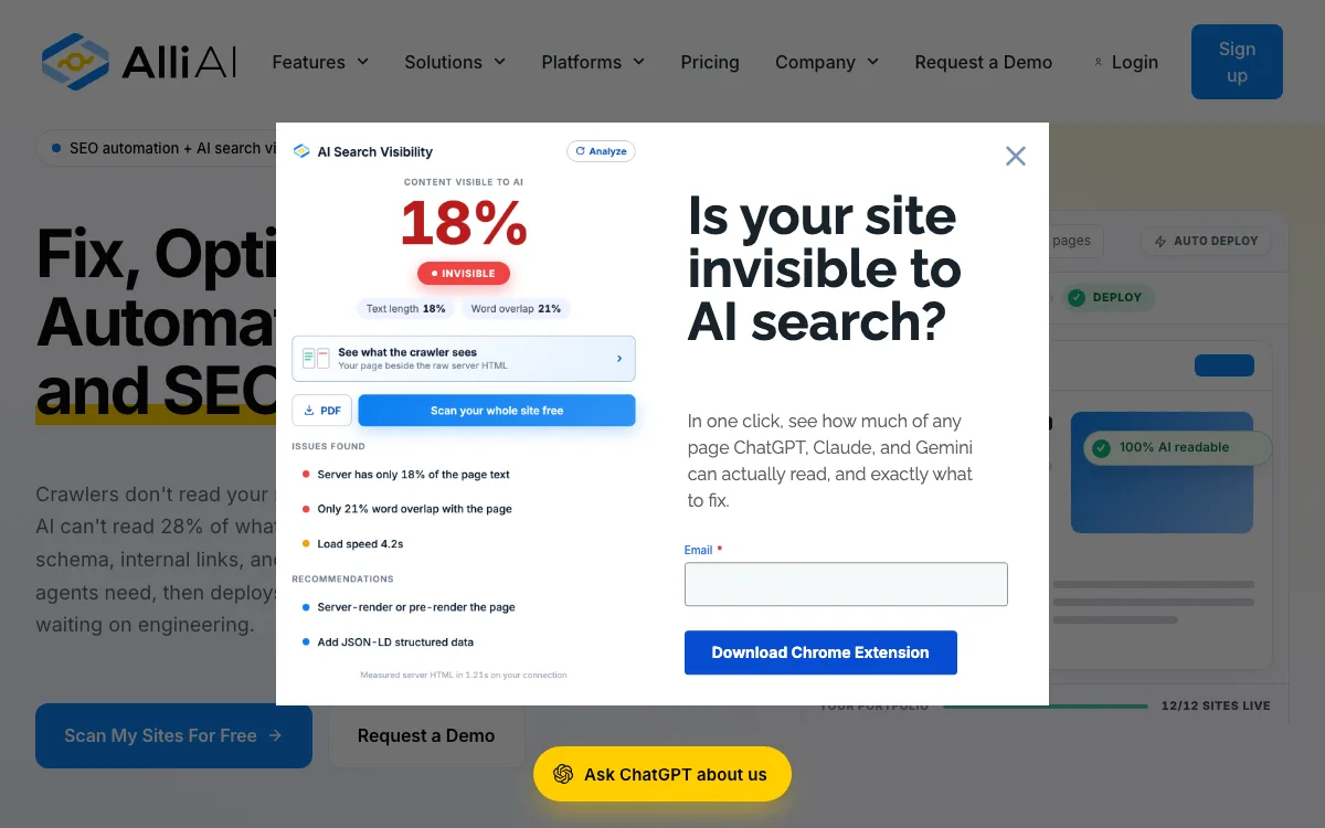 Alli AI homepage screenshot
