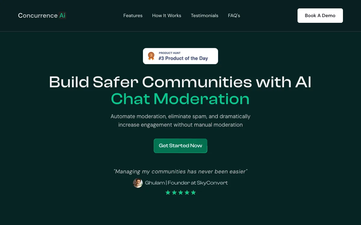 Concurrence AI homepage screenshot