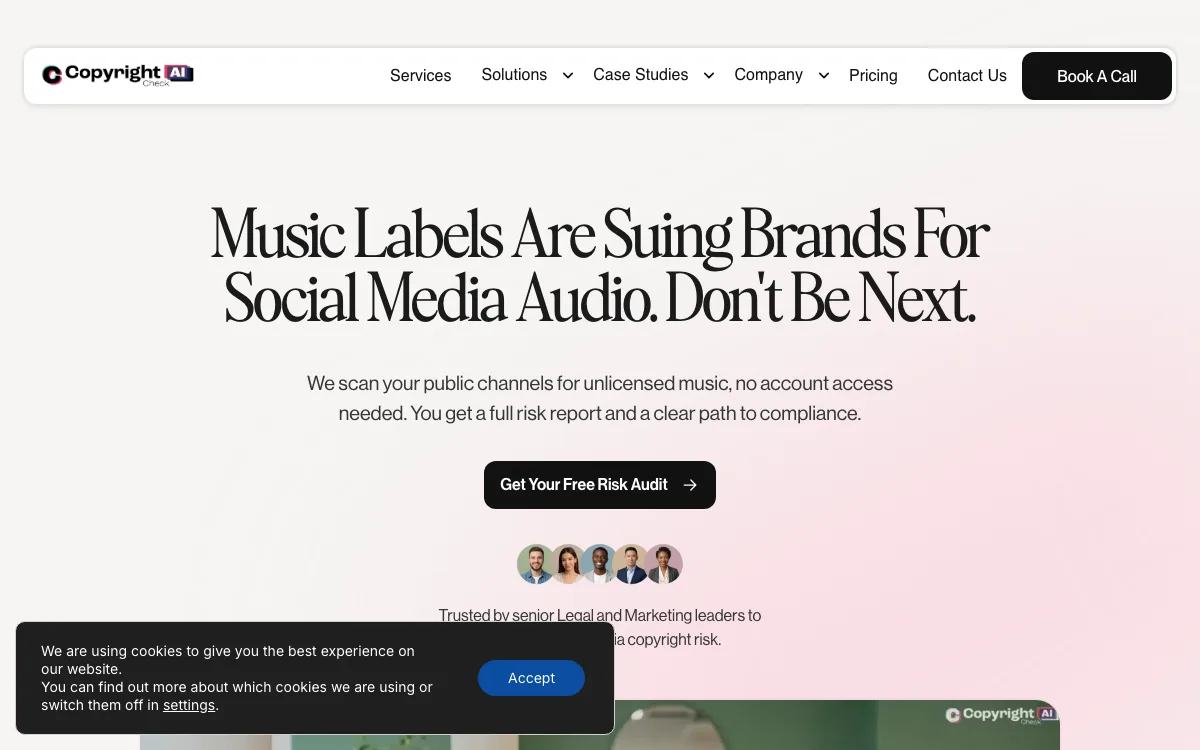 Copyright Check AI homepage screenshot