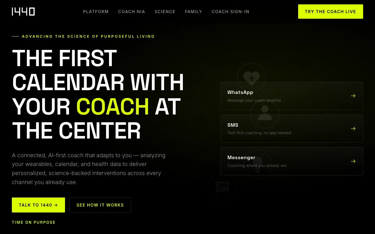 1440 - Time on Purpose homepage screenshot