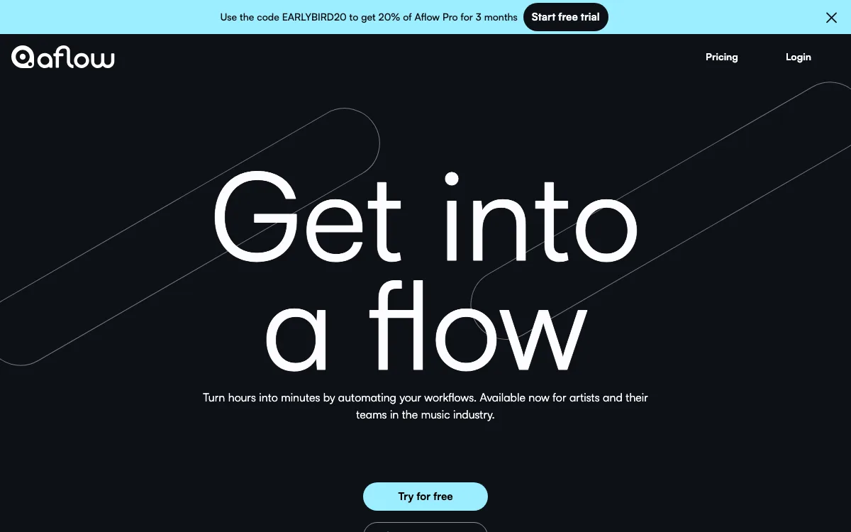 Aflow homepage screenshot