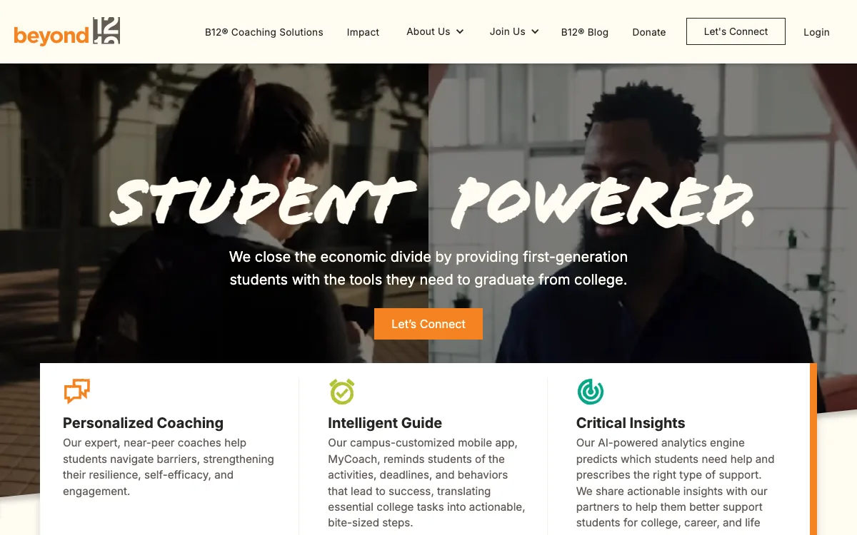 Beyond 12 homepage screenshot