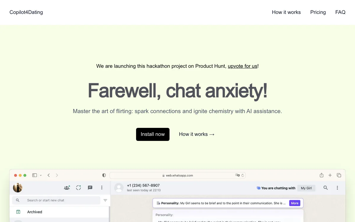 Copilot4dating homepage screenshot