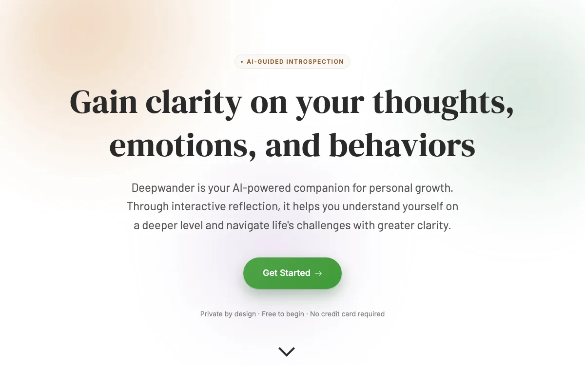 Deepwander homepage screenshot