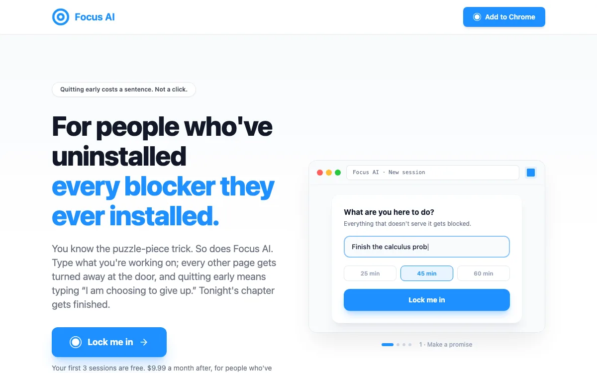 Focus AI homepage screenshot