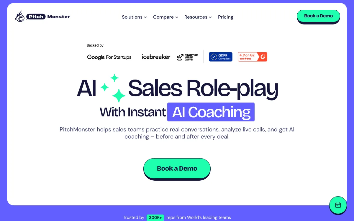 PitchMonster homepage screenshot