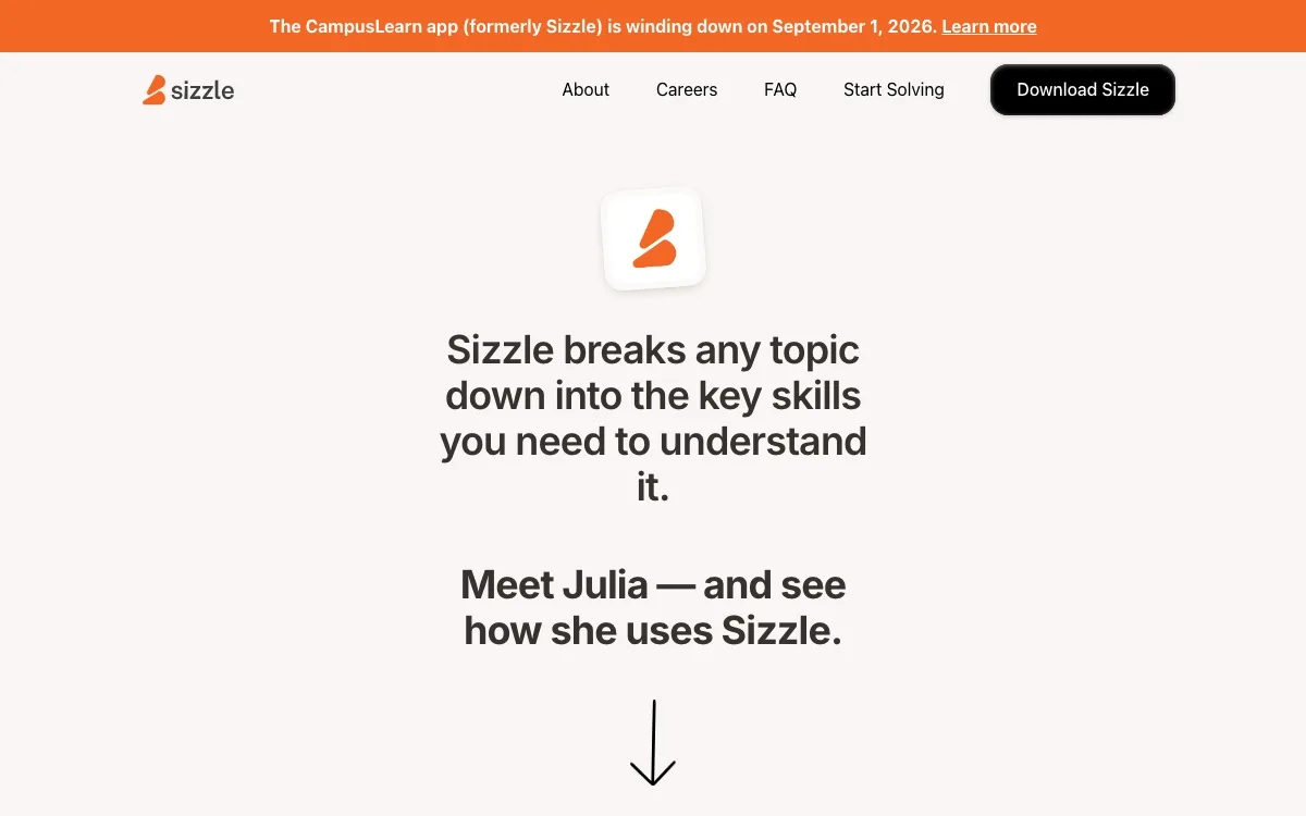Sizzle AI homepage screenshot