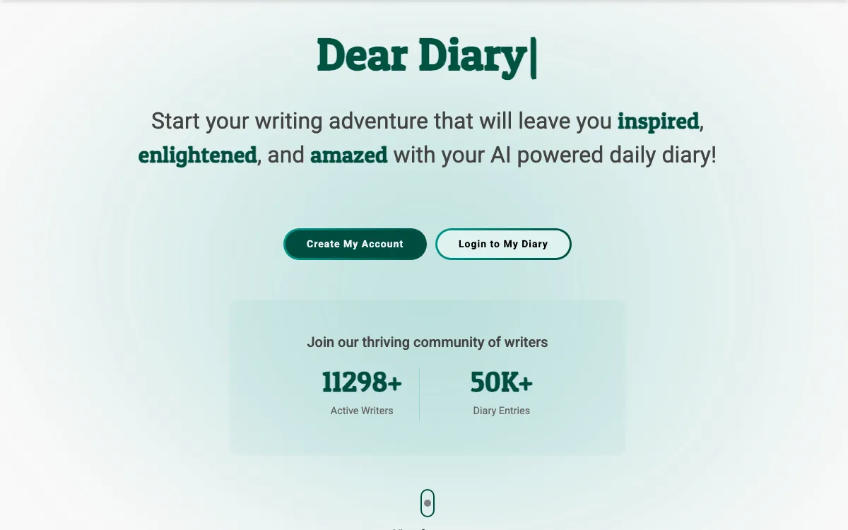 AI Diary homepage screenshot
