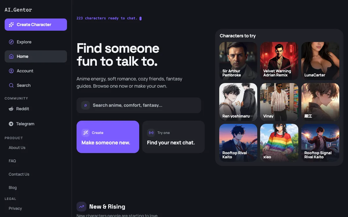AIgentor homepage screenshot