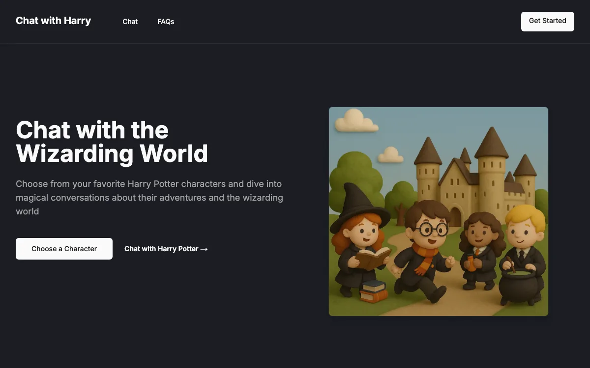 Chatwithfiction homepage screenshot