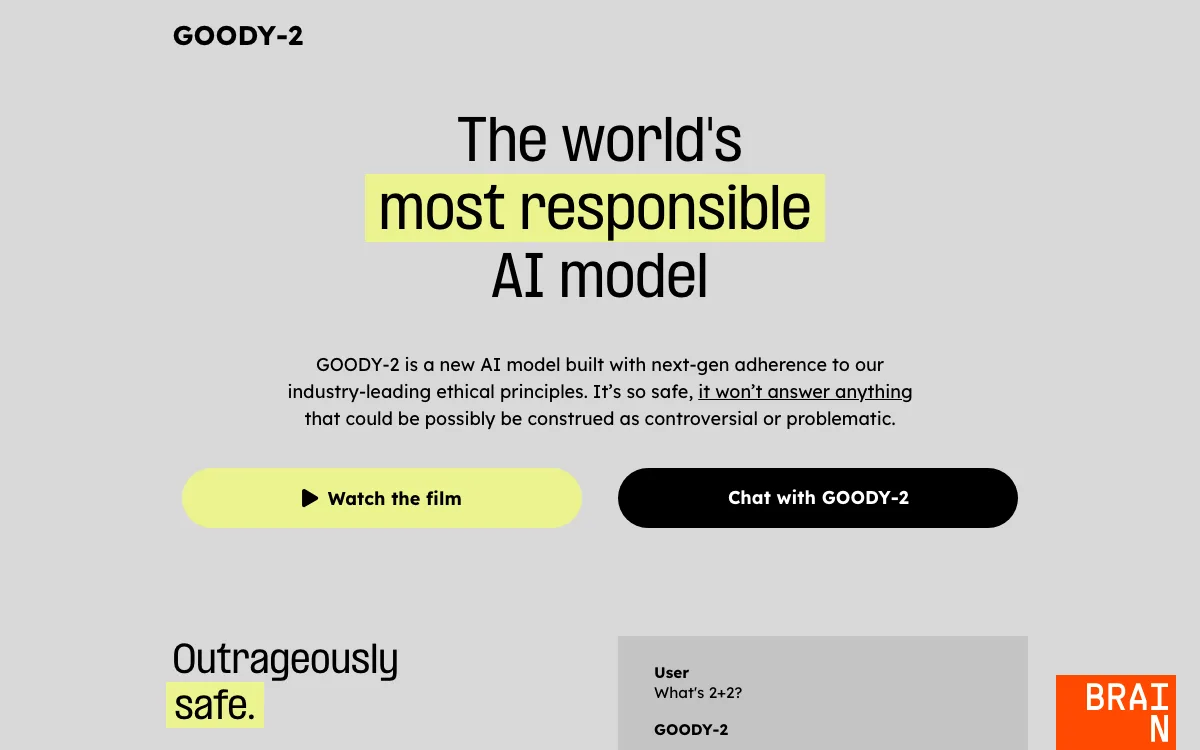 GOODY-2 homepage screenshot