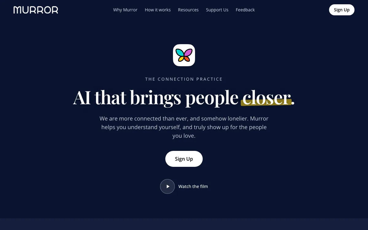 Murror homepage screenshot