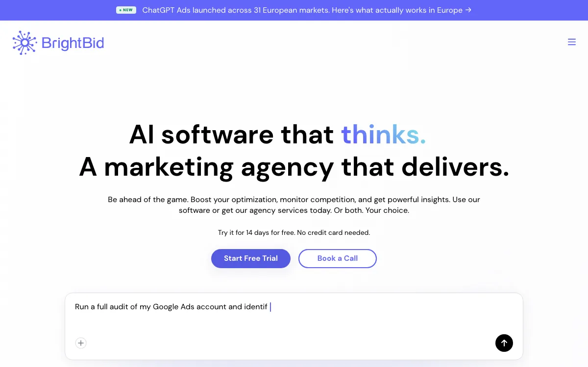 Brightbid homepage screenshot