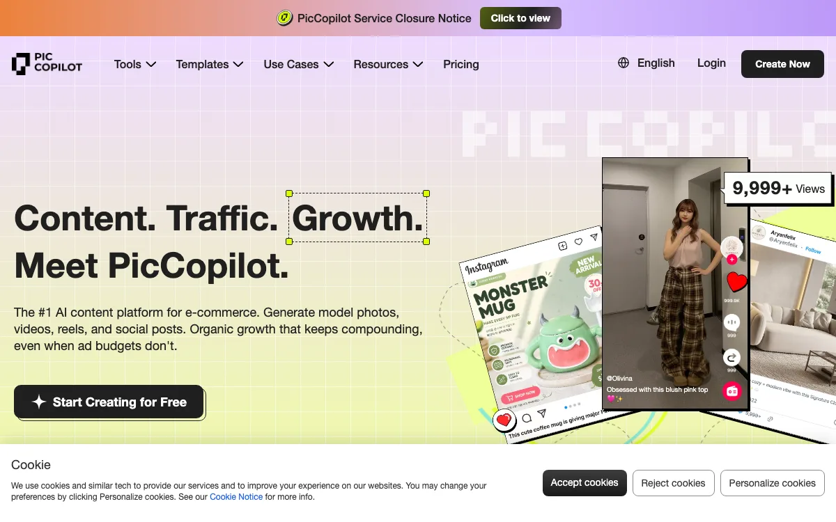 Pic Copilot homepage screenshot