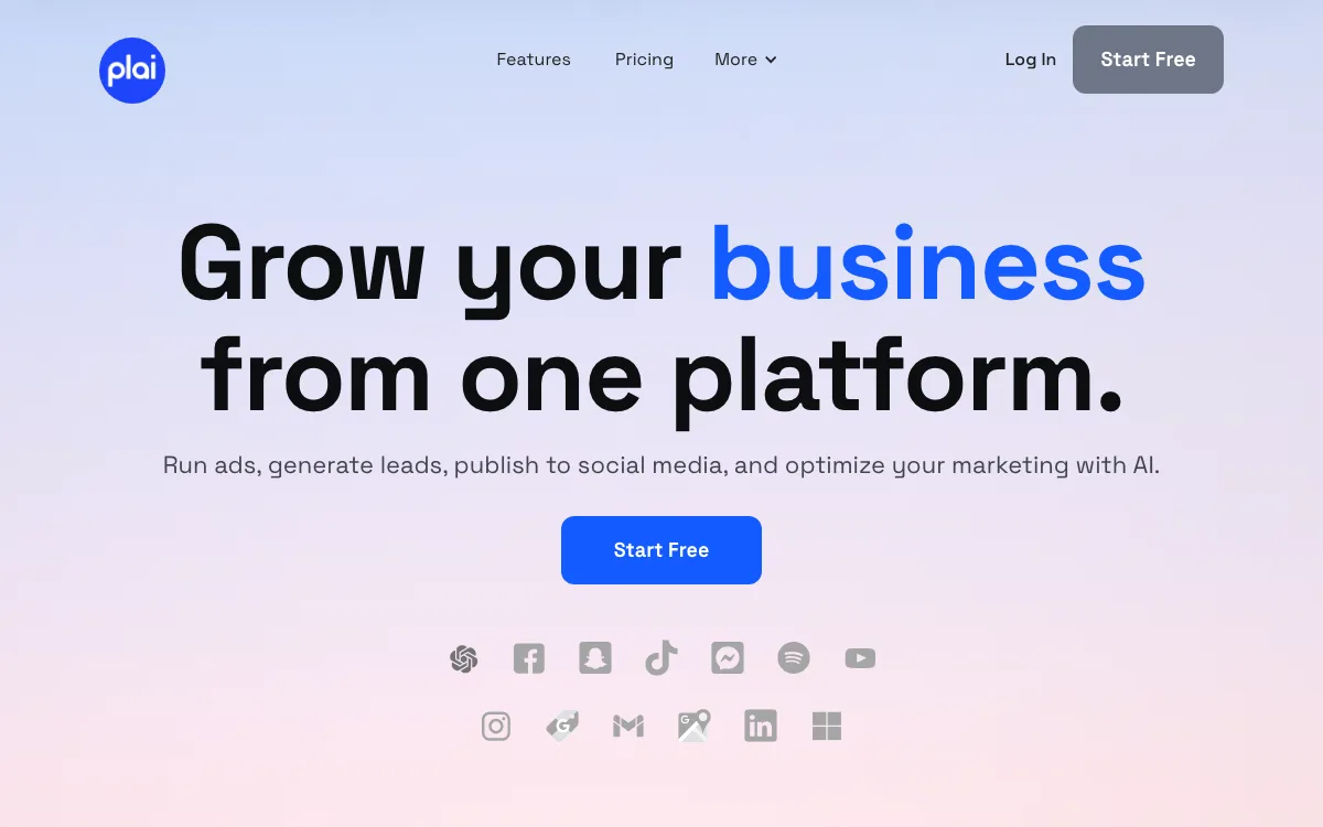 Plai homepage screenshot