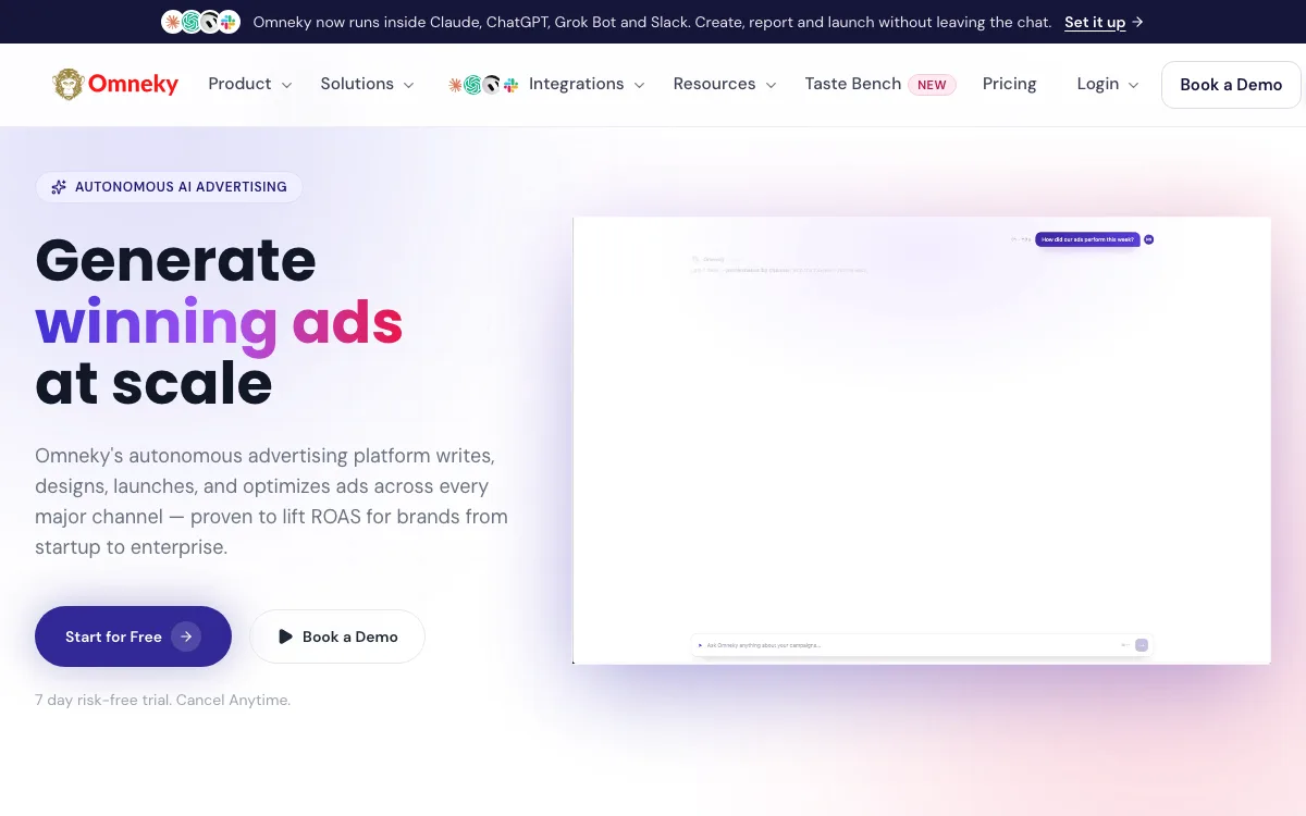 Omneky homepage screenshot