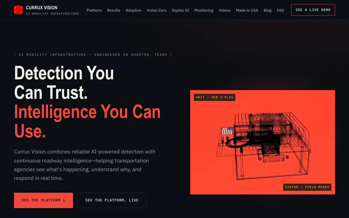Currux Vision homepage screenshot