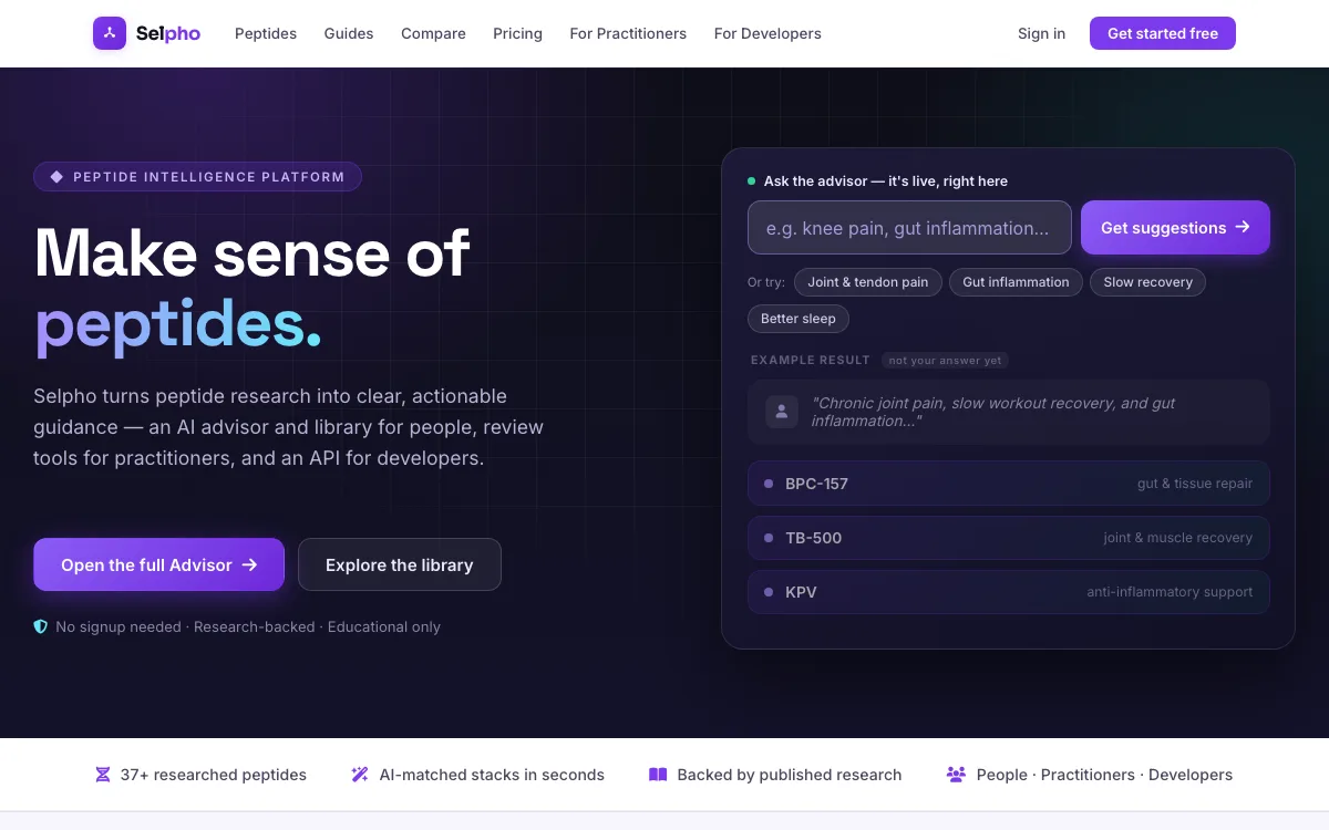 SELPHO homepage screenshot