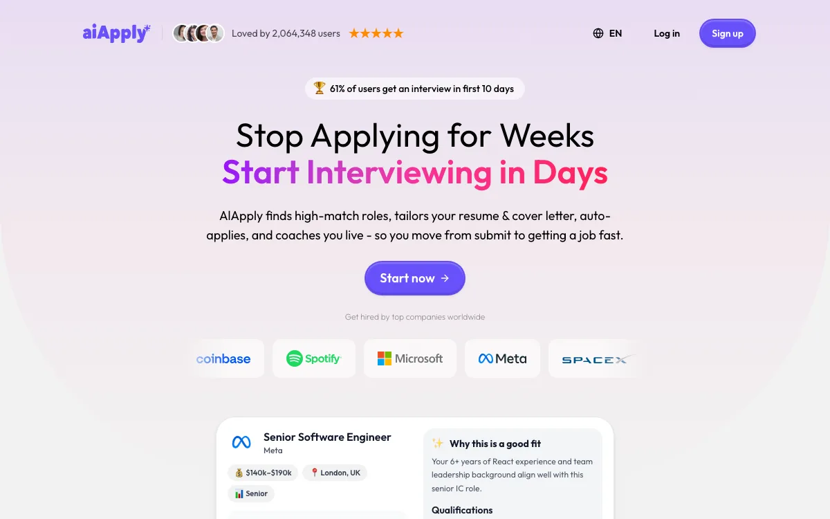 AiApplyv2.0 homepage screenshot