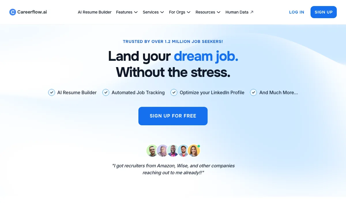 Careerflow homepage screenshot