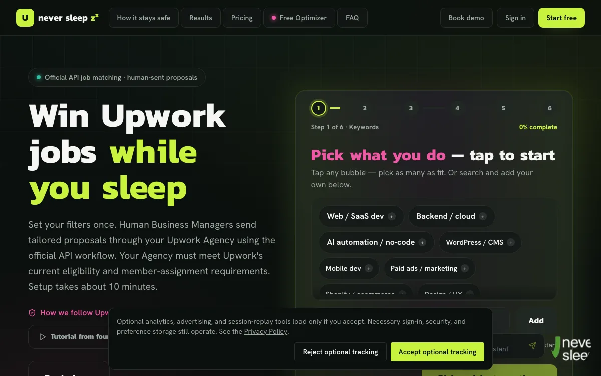 U Never Sleep homepage screenshot