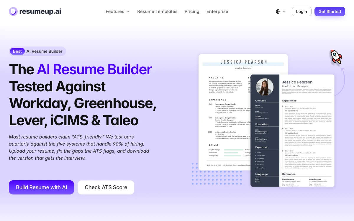 ResumeUp homepage screenshot