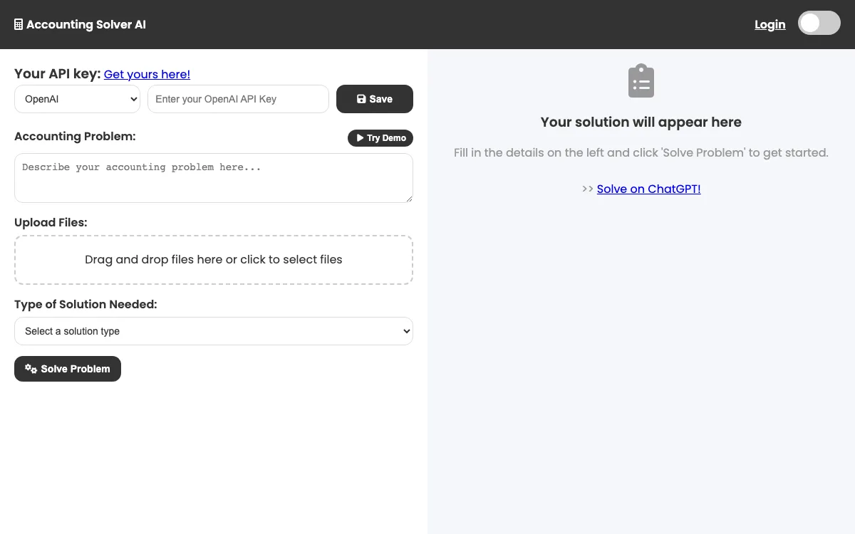 AccountingSolverAI homepage screenshot