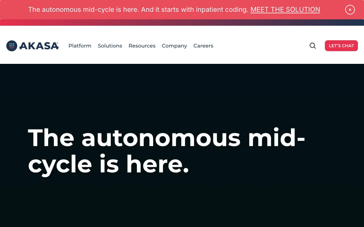 Akasa homepage screenshot