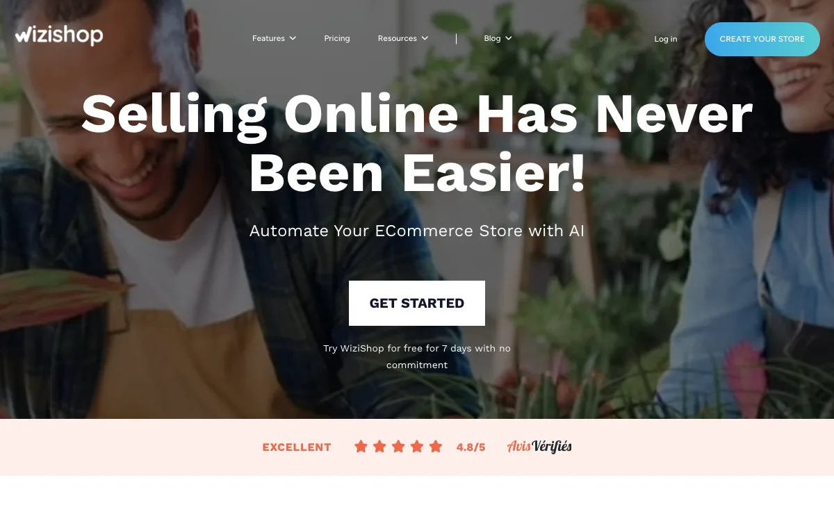 WiziShop homepage screenshot