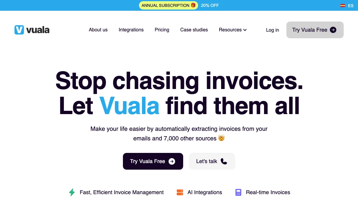 Vuala 1.0 homepage screenshot