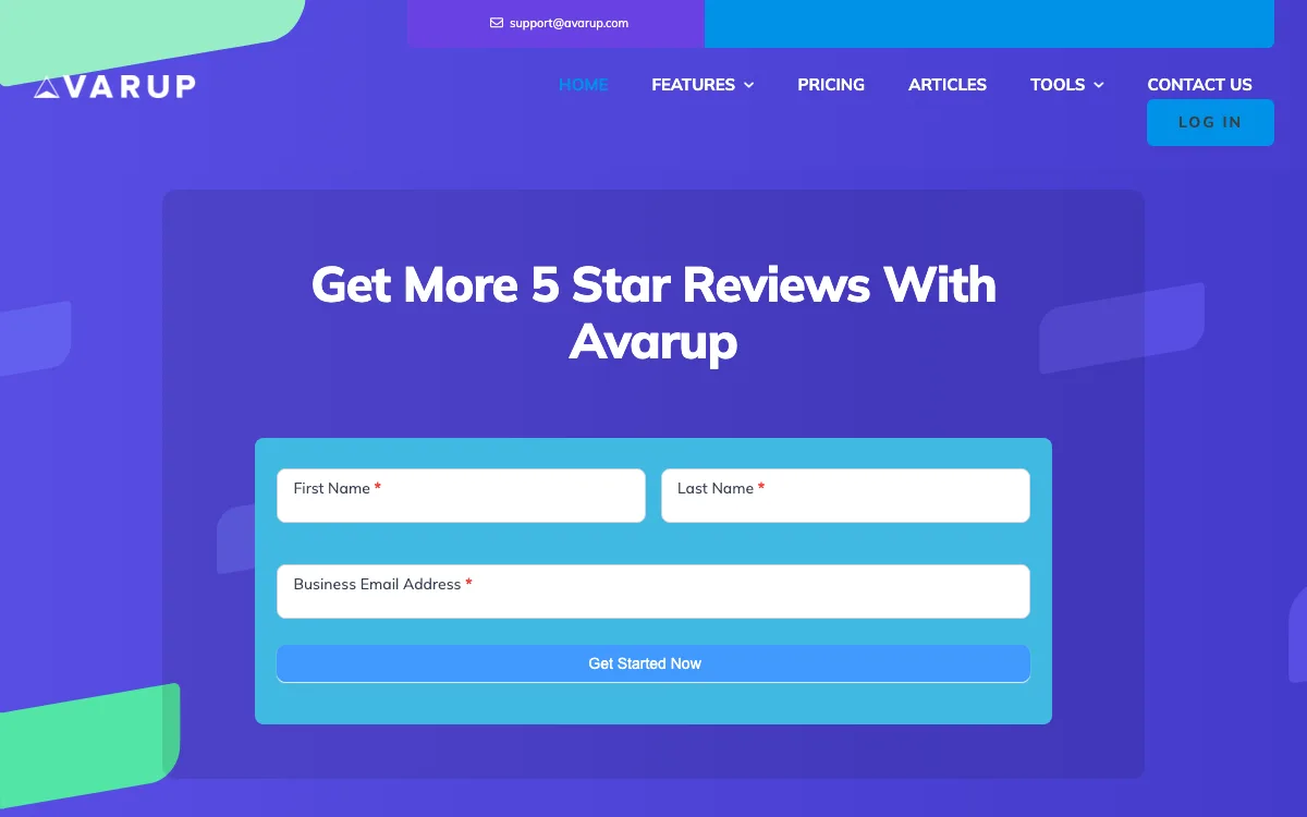 Avarup homepage screenshot
