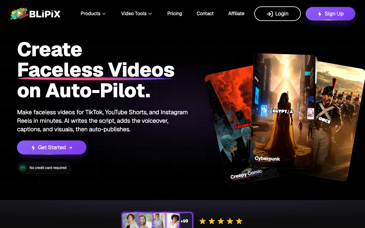 Blipix homepage screenshot