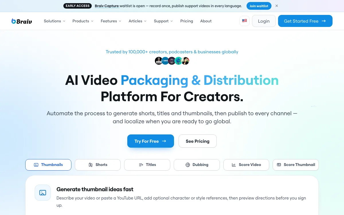 Braiv homepage screenshot