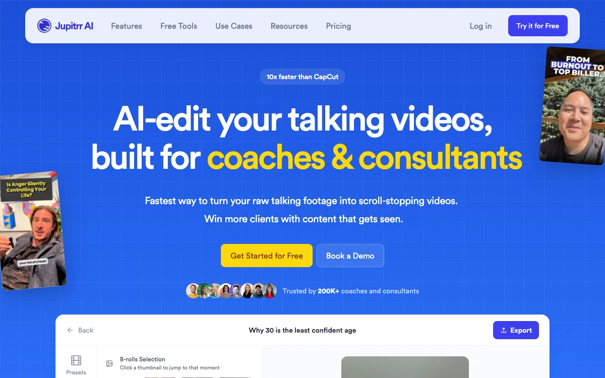 Jupitrr AI Video Maker homepage screenshot